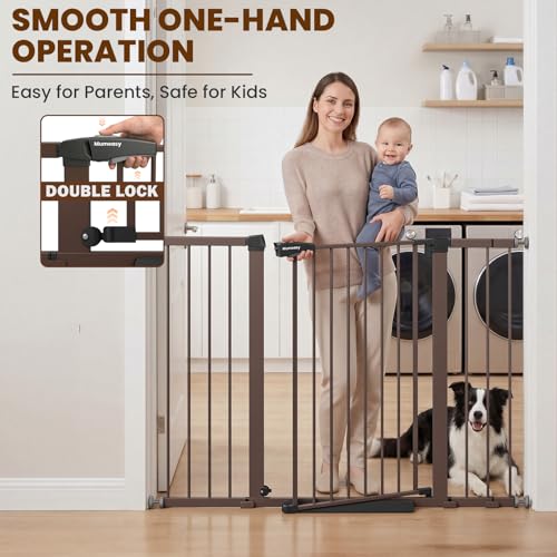 36" Extra Tall Baby Gate for Stairs (Brown / 29.7-51"W x 36"H)
