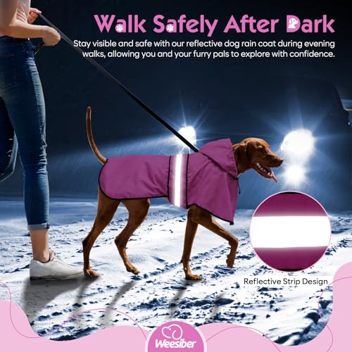 Dog Raincoat Waterproof Dog Rain Jacket Hooded Poncho Slicker (Medium / Pink)