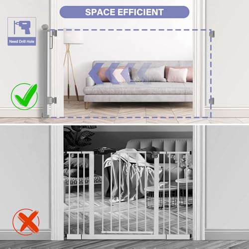Retractable Baby Gates for Stairs & Doorways (C-grey / 34" Tall x 54" Wide)