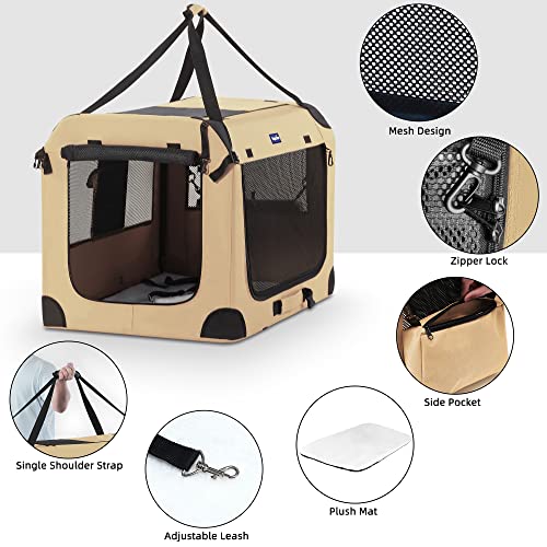 Portable Dog Crates for Medium Dogs (Beige / 32.0"L x 23.0"W x 23.0"H)