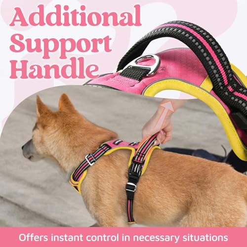 Dog Harness Small Sized (Pink & Yellow / Small)