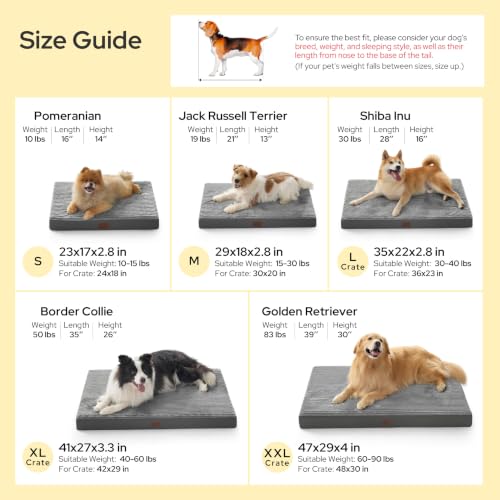 ComfyFleece Dog Bed Medium Size Dog with Washable Cover (29x18x2.8 / Charcoal Grey)