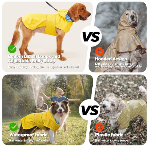 Dog Raincoat Waterproof Dog Rain Jacket for Small to 3X (Yellow / X-Large)