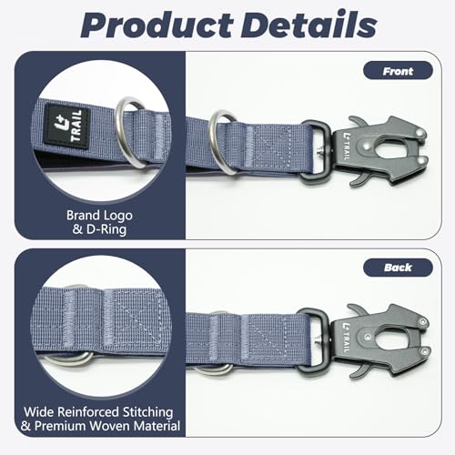 14 Inch Traffic Dog Leash with Padded Handle (Steel Blue Gray)