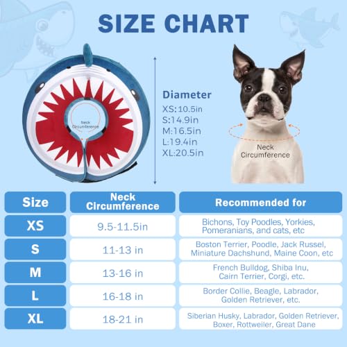 Dog Cone Alternative After Surgery for Large Medium Small Dogs (Blue Shark / XL(Neck 18"-21"))