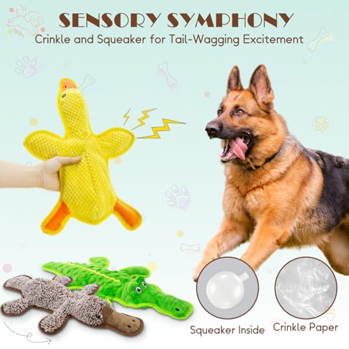No Stuffing Dog Squeak Toys (Yellow&Coffee&Green)