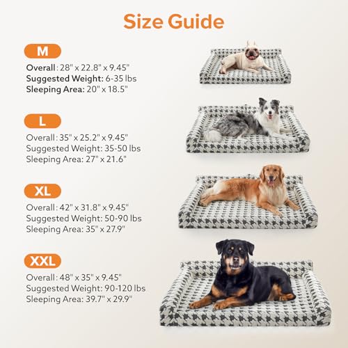 Orthopedic Dog Beds for Medium Dogs Washable (Grey Plaid / M(28"x22.8"x9.4"))