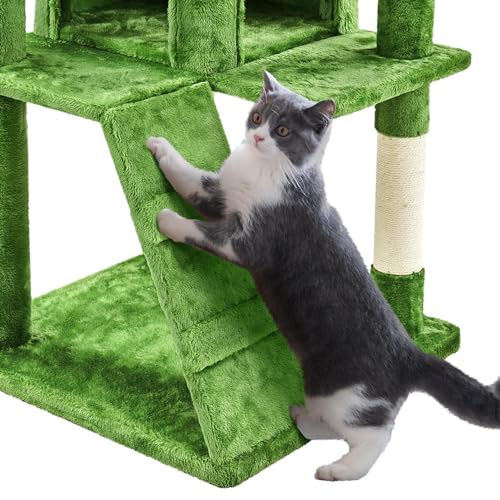 70in Multi Level Sturdy Cat Tree (Green / 70in)