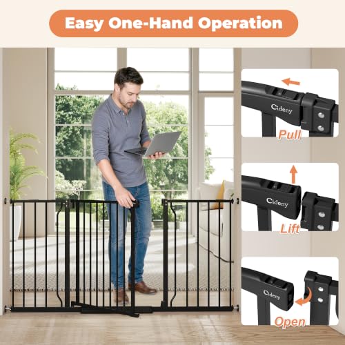 29" 58" Extra Wide Baby Gate (Black / 32-58"Wide, 28"Tall)