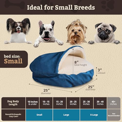Cozy Cave Dog Bed (25.0"L x 25.0"W x 8.0"Th / Sapphire)