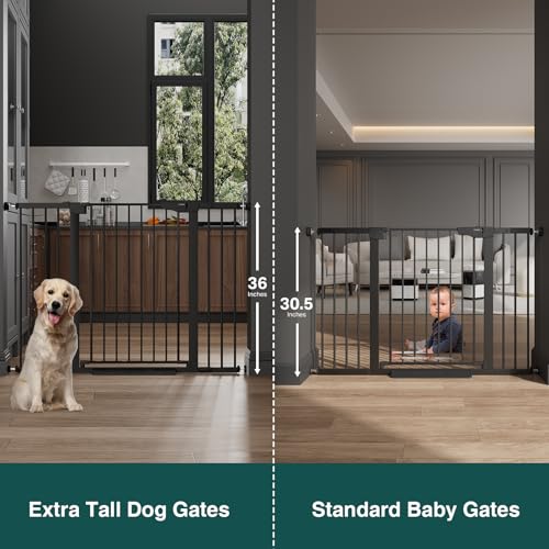 36 in Extra Tall Baby Gate for Stairs (Black / 29.7-51.5"W x 36"H)