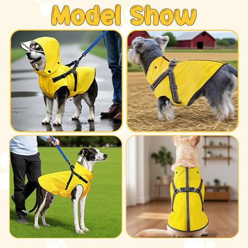 Dog Raincoat Dog Rain Jacket with Reflective Harness & Removable Hood (XX-Large)