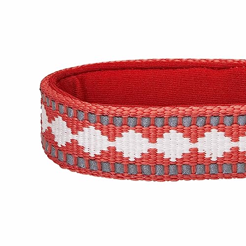 3 Colors 3M Reflective Jacquard Neoprene Padded Adjustable Dog Collar (Small / Diamond Pattern - Coral)