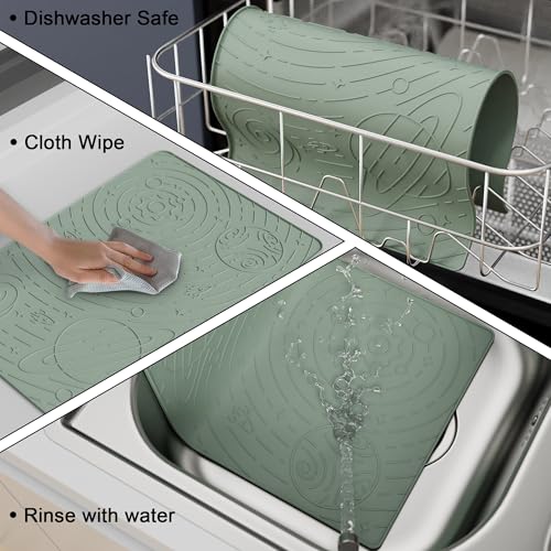 Galaxy Pet Feeding Mat (23.6"L x 15.8"W / Sage Green)