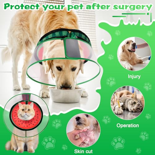 Inflatable Dog Cone Collar with Detachable Enhanced Anti (Watermelon / L（neck 14"-18"）)