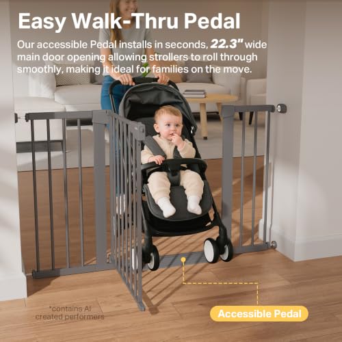 30 51.5 in Extra Wide Baby Gate for Stairs (Cool Gray / 30-51.5"W x 30.5"H)