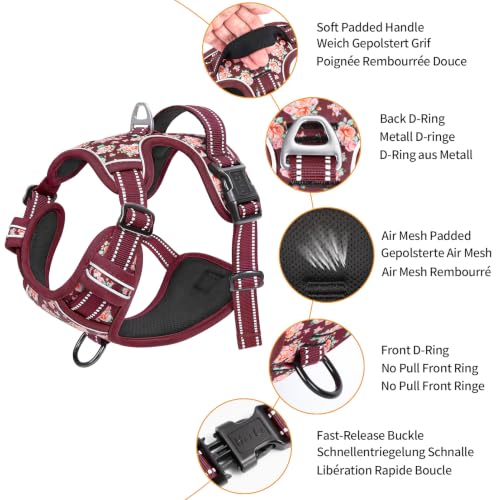 Large Dog Harness (XL / Flower Burgundy)