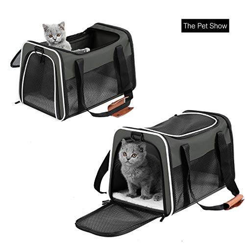 Cat Carrier Portable Foldable Dog Pet Carrier (19.7"L x 12.0"W x 12.0"H / Brown)