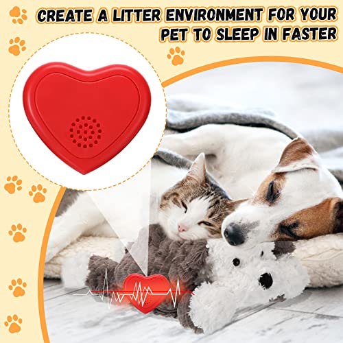 2 Pack Puppy Heartbeat Toy Stuffed Puppy for Sleep Aid Plush Animals Dog Toy with Beating Heart Relief Separation Anxiety Training Behavioral