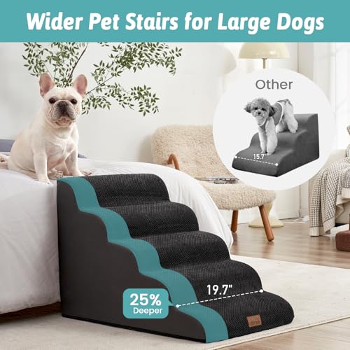 Extra Wide Dog Stair for Small Dog (Black / Extra Wide:19.7"x33"x22.4")