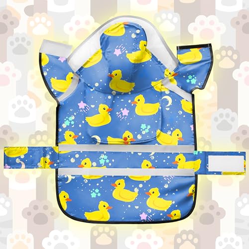 Dog Raincoat Adjustable Rain Jacket with Hooded Double Layer for Large Medium Small Dogs Puppies (Duck Blue / Medium)