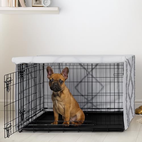 30in. Small Medium Dog Crate Cover (Grey Fringe / 30.0"L x 21.0"W x 19.5"H)