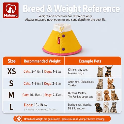 Soft Dog Cone Collar for Dogs & Cats (Yellow / XS)