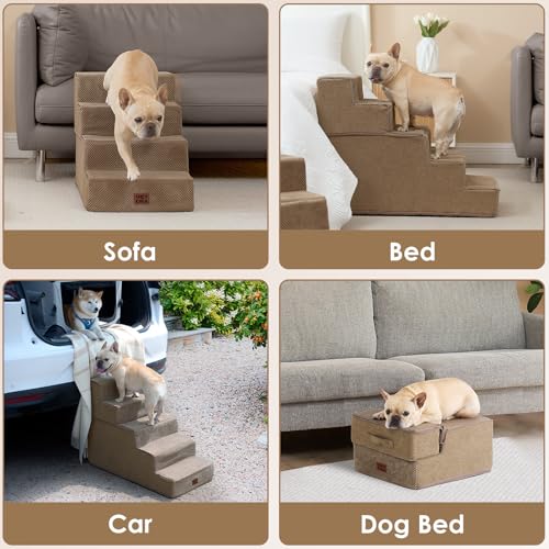 Dog Stairs for Bed 18" H (Camel / Standard 15" x 24" x 18")