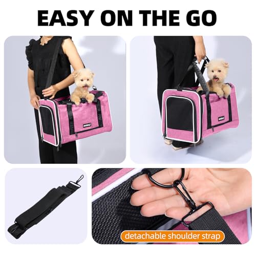 Cat Carrier for Travel (Pink / 18.0"L x 11.0"W x 11.0"H)