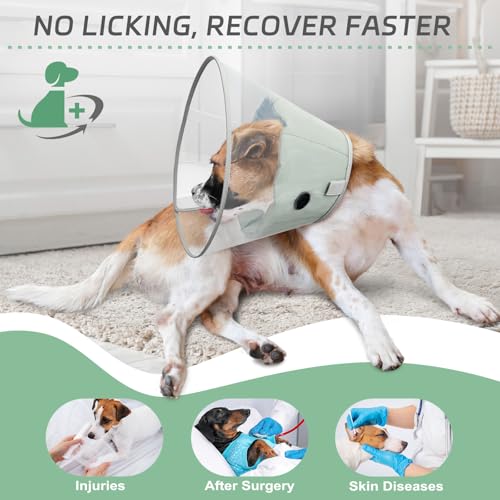 Dog Cone Collar with Soft Liner to Stop Licking (Green / XS(Depth: 6.1, Girth: 9.5-11.5 ))