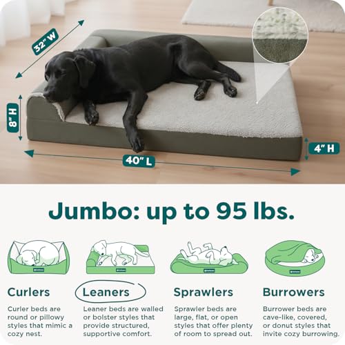 Orthopedic Dog Bed for Large Dogs (Jumbo / Dark Sage)