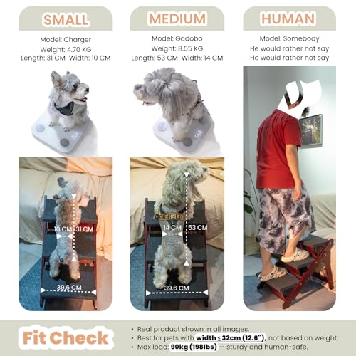 Wooden Pet Stairs (4 Steps – For Standard & High Beds (23–31 in) / 31.5" L x 17.2" W x 25.0" H)