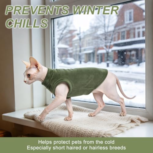 Cat Sweater Turtleneck (M (Chest: 17", Neck: 13", Back: 12") / Army Green)