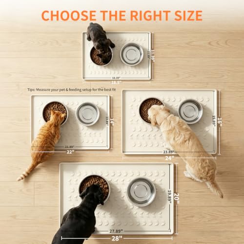 Silicone Pet Feeding Mat (Beige / 18.5"L x 11.5"W)