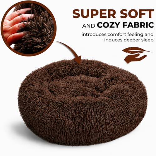 Cat Beds for Indoor Cats & Small Dog (Chocolate / 23.00" x 23.00" x 7.00")