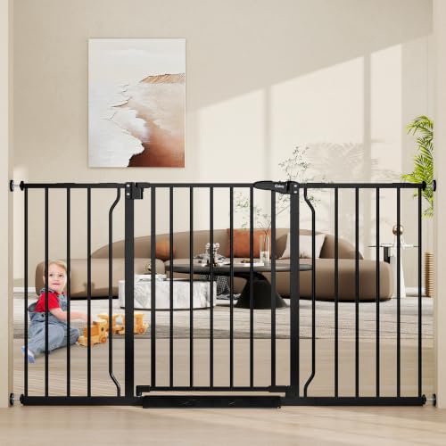 29" 55" Wide Baby Gate for Stairs & Doorways (Black / 29-55"Wide, 30"Tall)