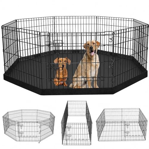 Foldable Metal Dog Exercise Pen (Black / 36''H)