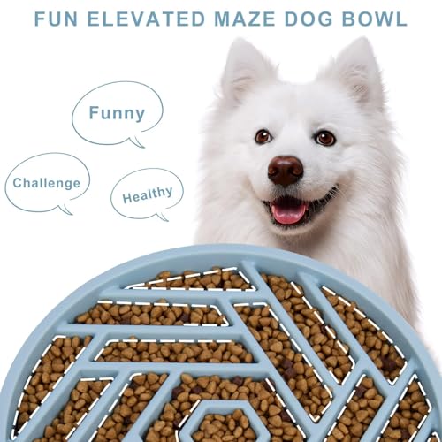 Slow Feeder Dog Bowls Large Medium Breed (Mist Blue)