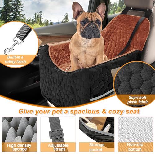 Dog Car Seat for Small (Black/Red Brown / Medium)