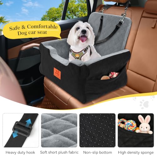 Dog Car Seat for Small Medium Dogs (Black-Gray)