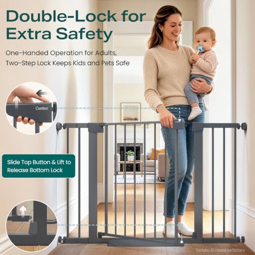 30 46" Baby Gate for Stairs (Cool Gray / 30"-46" W x 30.5" H)