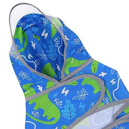 Clear Hooded Dog Raincoat Jacket Poncho with Dog Leash Hole Dino XXL (XX-Large / Dinosaurs)