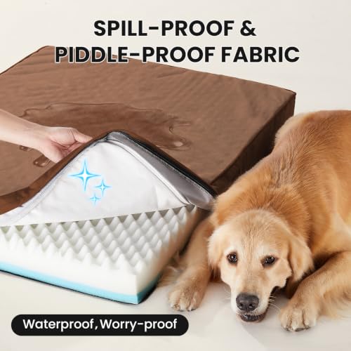 Orthopedic Waterproof Large Dog Bed (41" x 28" x 4" (For Crate) / 04-Brown)