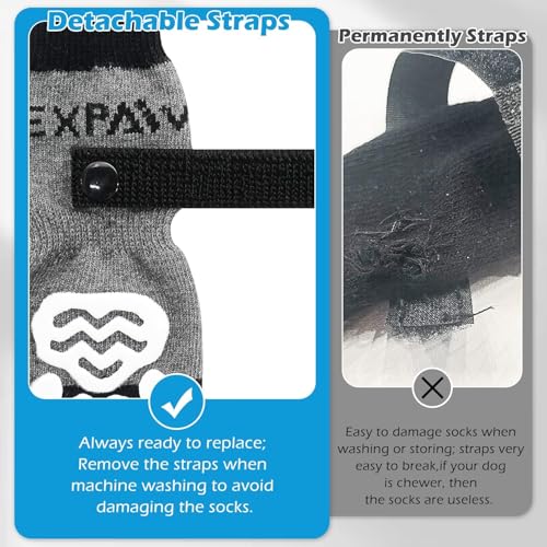 6PCS Anti Slip Dog Socks to Prevent Licking Paws (X-small (6 Count) / Black Grey)