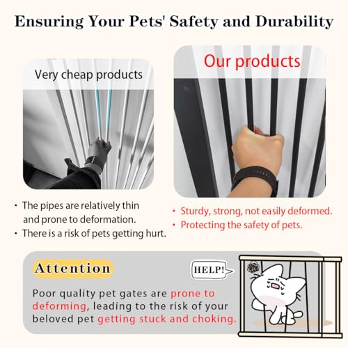 55.12" Extra Tall Pet Gate for Cat Dog 30.12" (55.12" H-black / 30.12"-38.38" W)