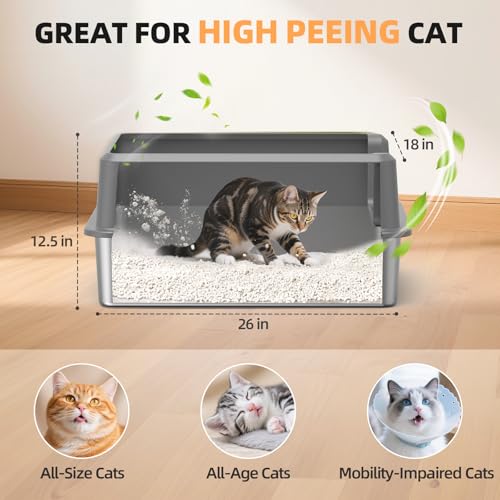Stainless Steel Cat Litter Box (3 - Light Gray (Pack of 1))