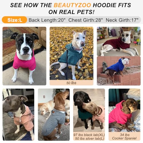 Dog Hoodies Sweater for Large Dogs (Wine Red / L (Back: 20",Chest: 28", Neck: 17"))