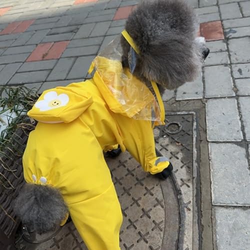 Dog Raincoat with Boots (Yellow Flower (detachable tail) / M (5-8lb))