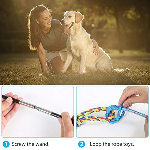 Flirt Pole for Dogs Interactive Chase Toy for Large Medium Small Puppy Dogs (blue-dog pole toy)