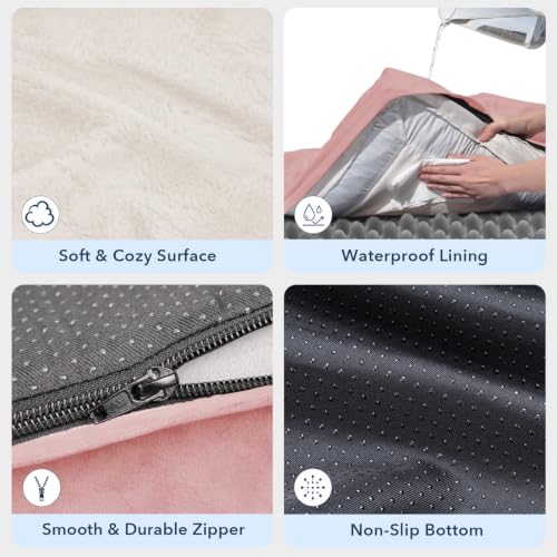 Orthopedic Dog Bed Waterproof Pet Sofa for Large Sized Dogs (Pink / 36.0"L x 27.0"W x 7"Th)
